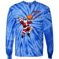 Christmas Santa Claus Dunking A Basketball Xmas Gift Tie-Dye Long Sleeve Shirt