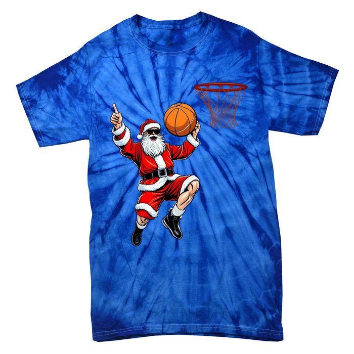 Christmas Santa Claus Dunking A Basketball Xmas Gift Tie-Dye T-Shirt