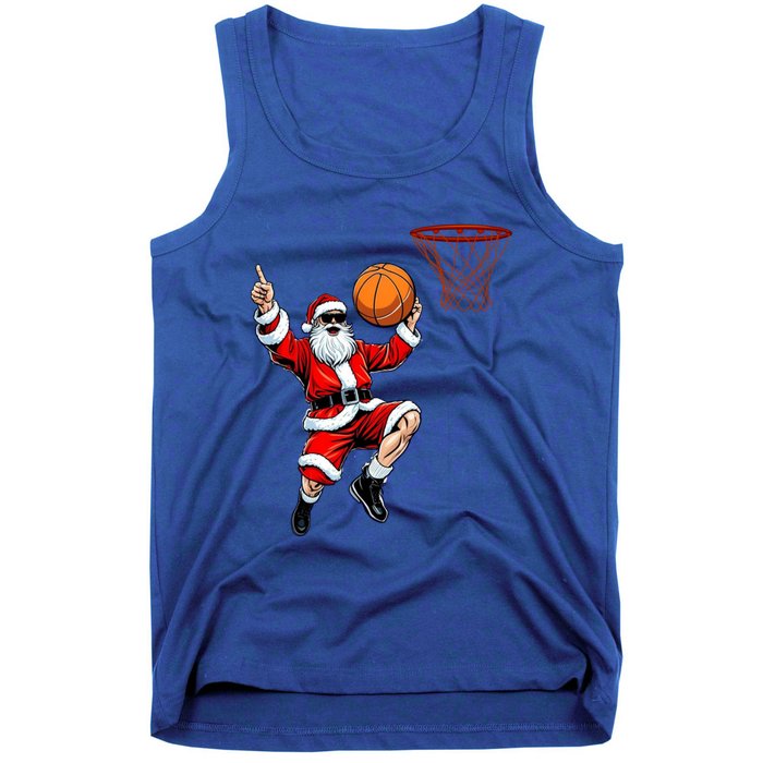 Christmas Santa Claus Dunking A Basketball Xmas Gift Tank Top