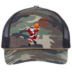 Christmas Santa Claus Dunking A Basketball Xmas Gift Retro Rope Trucker Hat Cap