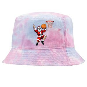 Christmas Santa Claus Dunking A Basketball Xmas Gift Tie-Dyed Bucket Hat