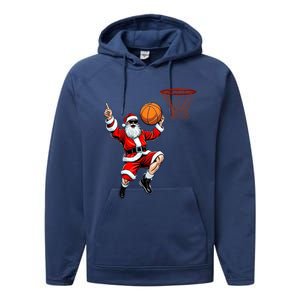 Christmas Santa Claus Dunking A Basketball Xmas Gift Performance Fleece Hoodie