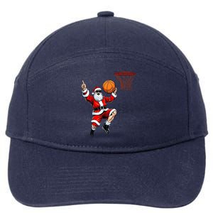 Christmas Santa Claus Dunking A Basketball Xmas Gift 7-Panel Snapback Hat