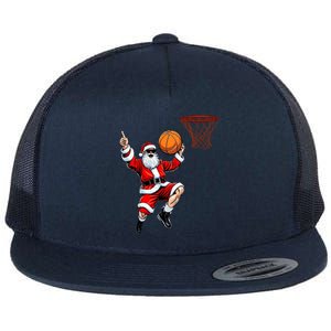 Christmas Santa Claus Dunking A Basketball Xmas Gift Flat Bill Trucker Hat