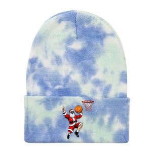 Christmas Santa Claus Dunking A Basketball Xmas Gift Tie Dye 12in Knit Beanie