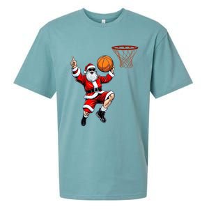 Christmas Santa Claus Dunking A Basketball Xmas Gift Sueded Cloud Jersey T-Shirt