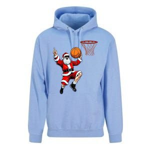 Christmas Santa Claus Dunking A Basketball Xmas Gift Unisex Surf Hoodie