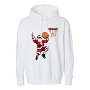 Christmas Santa Claus Dunking A Basketball Xmas Gift Garment-Dyed Fleece Hoodie