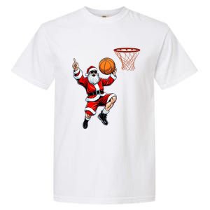 Christmas Santa Claus Dunking A Basketball Xmas Gift Garment-Dyed Heavyweight T-Shirt