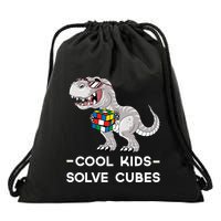 Cool Solve Cubes Funny Speedcubing Dinosaur Math Lover Cool Gift Drawstring Bag