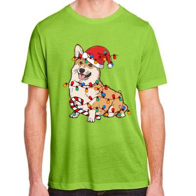 Corgi Santa Christmas Lights Xmas Dog Lover Merry Corgmas Adult ChromaSoft Performance T-Shirt