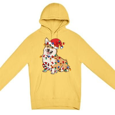 Corgi Santa Christmas Lights Xmas Dog Lover Merry Corgmas Premium Pullover Hoodie