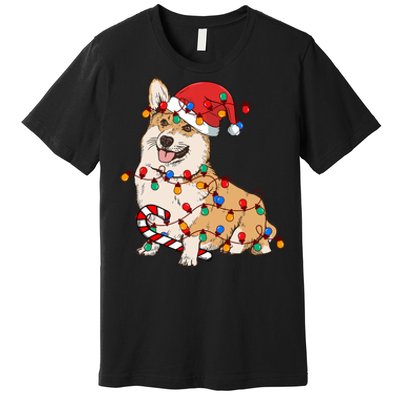 Corgi Santa Christmas Lights Xmas Dog Lover Merry Corgmas Premium T-Shirt