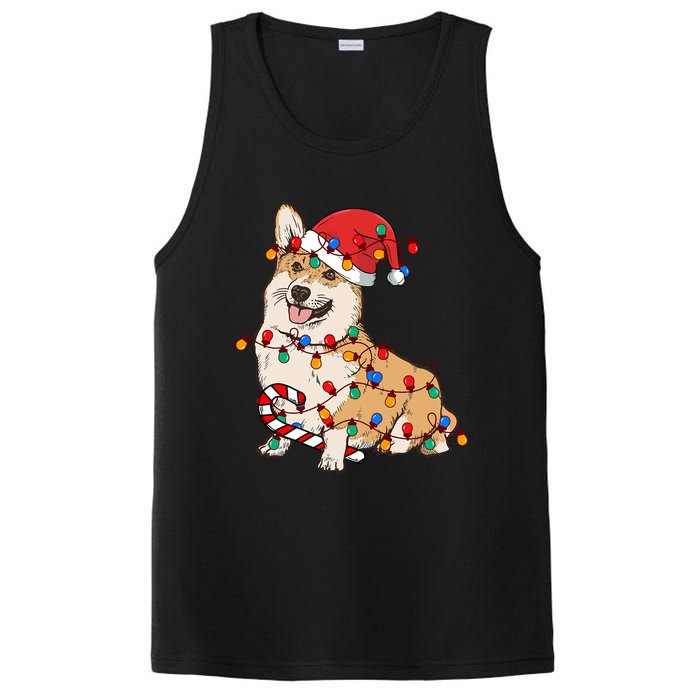 Corgi Santa Christmas Lights Xmas Dog Lover Merry Corgmas PosiCharge Competitor Tank