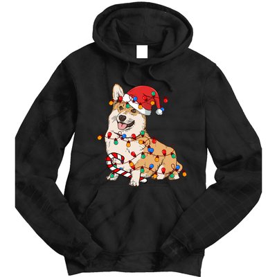 Corgi Santa Christmas Lights Xmas Dog Lover Merry Corgmas Tie Dye Hoodie