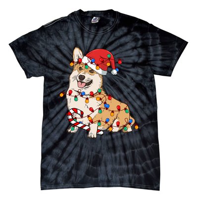 Corgi Santa Christmas Lights Xmas Dog Lover Merry Corgmas Tie-Dye T-Shirt