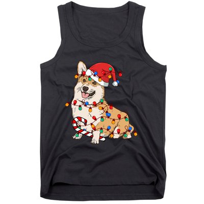 Corgi Santa Christmas Lights Xmas Dog Lover Merry Corgmas Tank Top