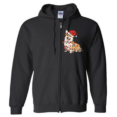 Corgi Santa Christmas Lights Xmas Dog Lover Merry Corgmas Full Zip Hoodie