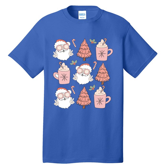 Christmas Santa Claus Face Xmas Tree Pajama Retro Vintage Meaningful Gift Tall T-Shirt