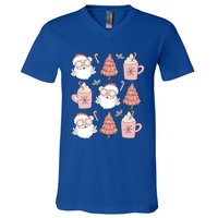 Christmas Santa Claus Face Xmas Tree Pajama Retro Vintage Meaningful Gift V-Neck T-Shirt