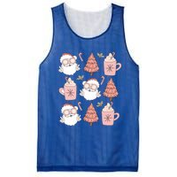 Christmas Santa Claus Face Xmas Tree Pajama Retro Vintage Meaningful Gift Mesh Reversible Basketball Jersey Tank