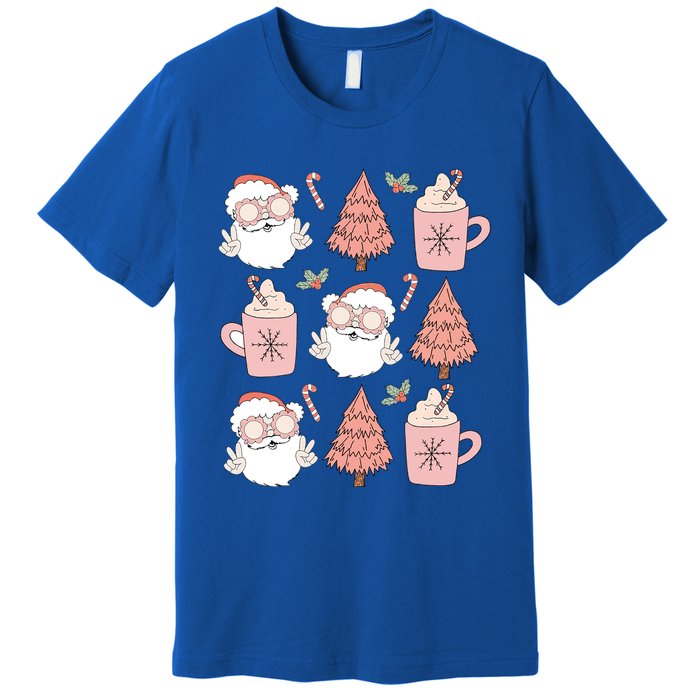 Christmas Santa Claus Face Xmas Tree Pajama Retro Vintage Meaningful Gift Premium T-Shirt