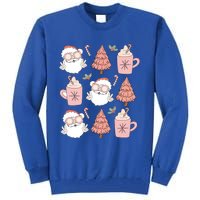 Christmas Santa Claus Face Xmas Tree Pajama Retro Vintage Meaningful Gift Tall Sweatshirt