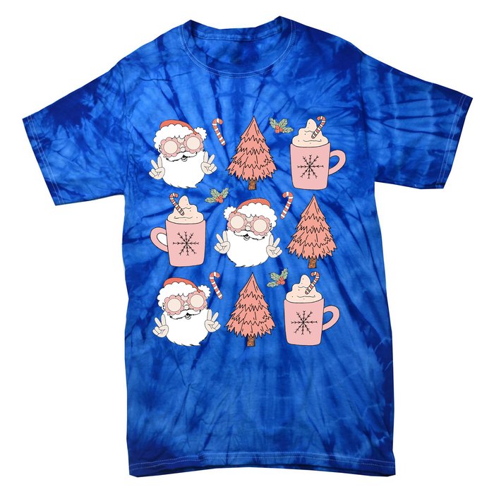 Christmas Santa Claus Face Xmas Tree Pajama Retro Vintage Meaningful Gift Tie-Dye T-Shirt