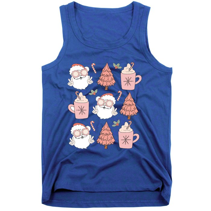 Christmas Santa Claus Face Xmas Tree Pajama Retro Vintage Meaningful Gift Tank Top