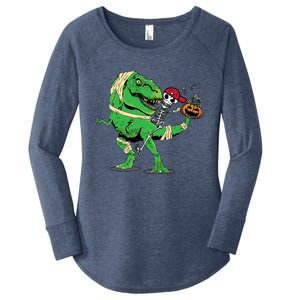 Cool Skeleton Cap Dino Mummy Halloween Gift Women's Perfect Tri Tunic Long Sleeve Shirt