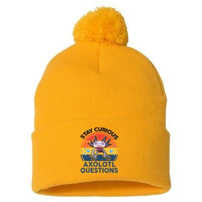 Cute Stay Curious Axolotl Questions Axolotl  Pom Pom 12in Knit Beanie