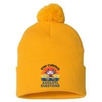 Cute Stay Curious Axolotl Questions Axolotl  Pom Pom 12in Knit Beanie