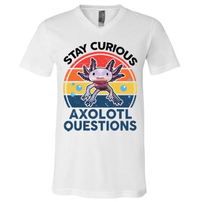 Cute Stay Curious Axolotl Questions Axolotl  V-Neck T-Shirt