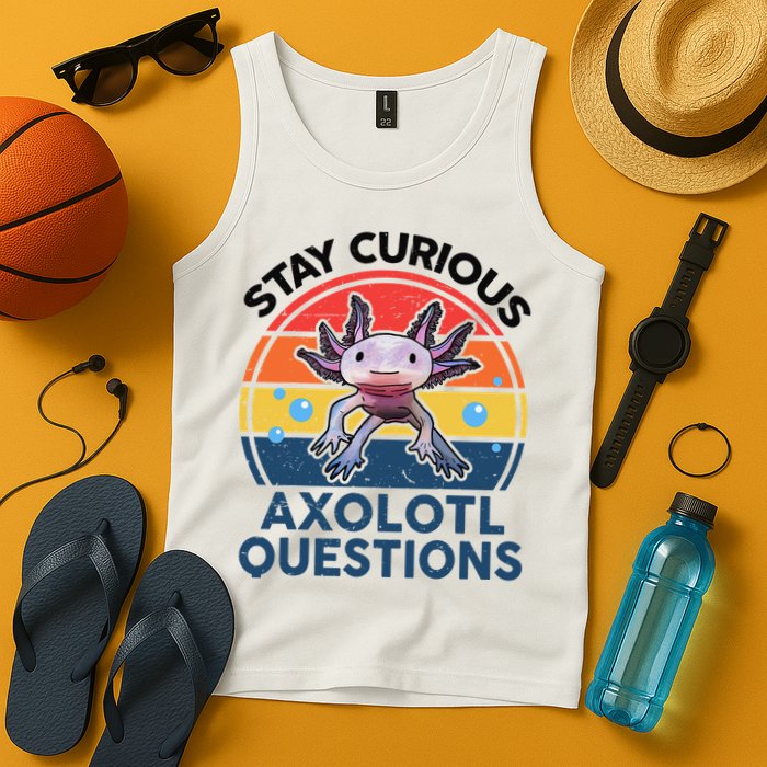 Cute Stay Curious Axolotl Questions Axolotl  Tank Top