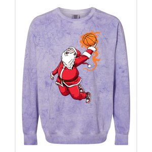 Christmas Santa Claus Dunking Xmas Holiday Basketball Player Gift Colorblast Crewneck Sweatshirt