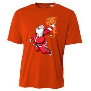 Christmas Santa Claus Dunking Xmas Holiday Basketball Player Gift Cooling Performance Crew T-Shirt