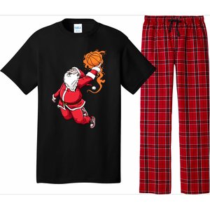 Christmas Santa Claus Dunking Xmas Holiday Basketball Player Gift Pajama Set