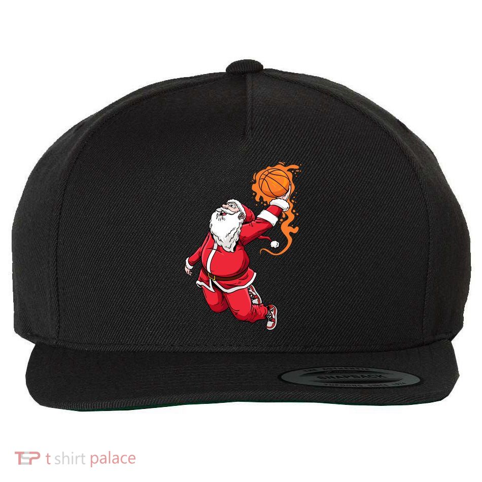 Christmas Santa Claus Dunking Xmas Holiday Basketball Player Gift Wool Snapback Cap