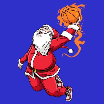 Christmas Santa Claus Dunking Xmas Holiday Basketball Player Gift T-Shirt