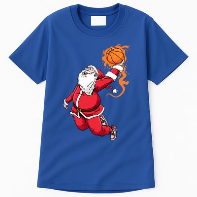 Christmas Santa Claus Dunking Xmas Holiday Basketball Player Gift Tall T-Shirt