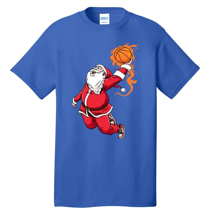 Christmas Santa Claus Dunking Xmas Holiday Basketball Player Gift Tall T-Shirt