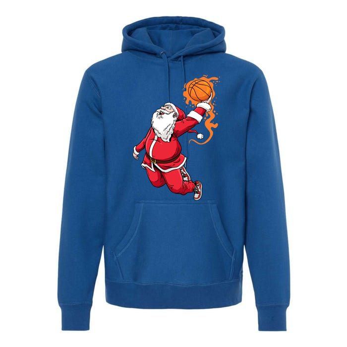 Christmas Santa Claus Dunking Xmas Holiday Basketball Player Gift Premium Hoodie