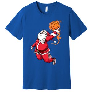 Christmas Santa Claus Dunking Xmas Holiday Basketball Player Gift Premium T-Shirt