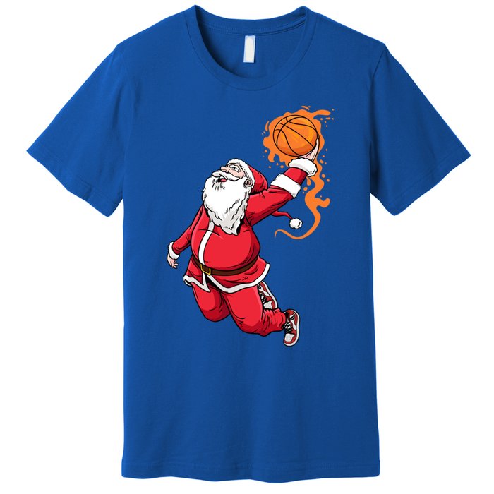 Christmas Santa Claus Dunking Xmas Holiday Basketball Player Gift Premium T-Shirt