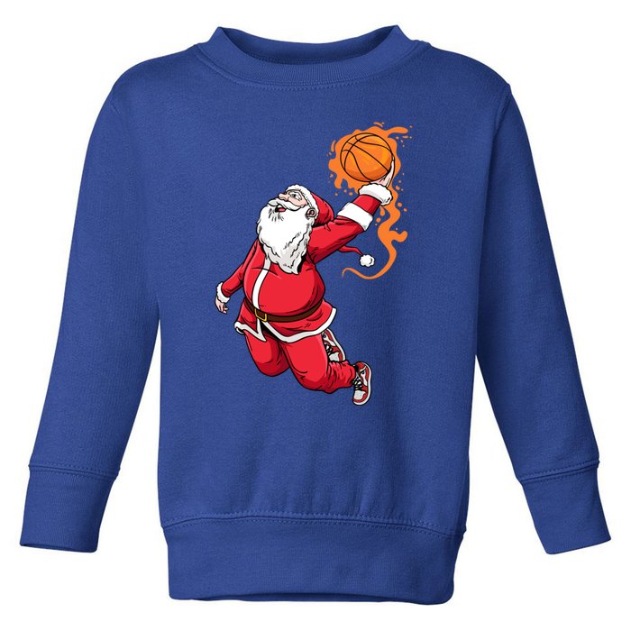 Christmas Santa Claus Dunking Xmas Holiday Basketball Player Gift Toddler Sweatshirt