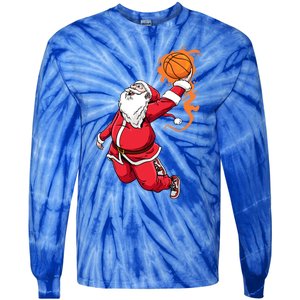 Christmas Santa Claus Dunking Xmas Holiday Basketball Player Gift Tie-Dye Long Sleeve Shirt