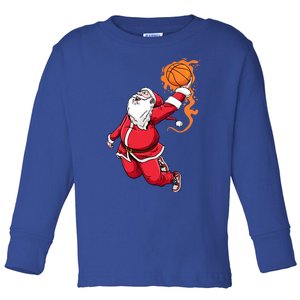 Christmas Santa Claus Dunking Xmas Holiday Basketball Player Gift Toddler Long Sleeve Shirt