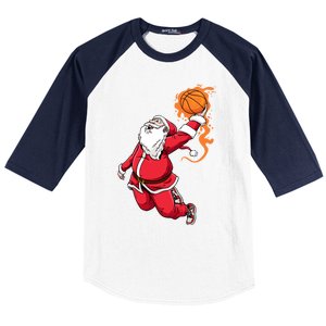 Christmas Santa Claus Dunking Xmas Holiday Basketball Player Gift Baseball Sleeve Shirt