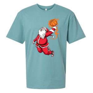 Christmas Santa Claus Dunking Xmas Holiday Basketball Player Gift Sueded Cloud Jersey T-Shirt