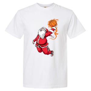 Christmas Santa Claus Dunking Xmas Holiday Basketball Player Gift Garment-Dyed Heavyweight T-Shirt